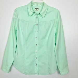 Holding Horses Larita Mint Snap Button Up Cordoruy Blouse